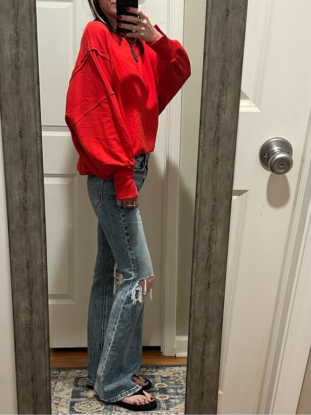 NWT We The Free Camden Sweatshirt in Flame Red - Picture 5 of 16